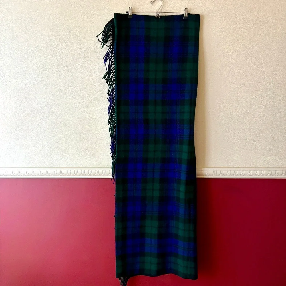 New Hector Russell Black Watch Tartan Wool Blend Throw Blanket 56